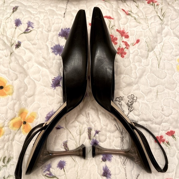Nine West Slingbacks In The Clear Heels Pointy Toe Black Worn Once WM SZ 7 1/2 M - Picture 6 of 13